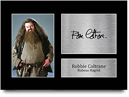 HWC Trading Póster de Robbie Coltrane Harry Potter Rubeus Hagrid con autógrafo impreso para fanáticos de la película