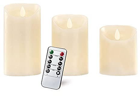 Flameless LED Candles Battery Operated Real Wax Flickering Flame with Remote Set of 3 by Crystals®