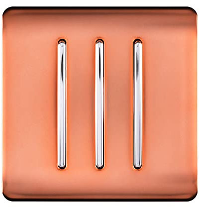 Trendi 3 Gang 2 way 240V Screwless Raised Front Plate Plastic Artistic Modern Glossy 10 Amp Chrome Rocker Triple Electrical Wall Light Switch Copper - ART-SS6CPR