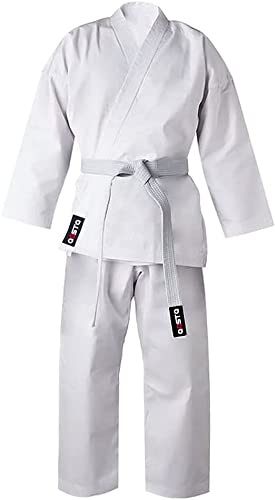 Aasta Karate Gi Suit Uniform Martial Arts Kit with white belt Polyester Cotton Blend, Light Weight, Judo Taekwondo karate suits for Men (White, 7/200)