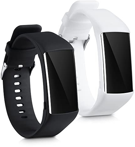 kwmobile 2 x klockarmband för Polar A360/A370 armband – fitnesstracker bandsats av TPU silikon – ersättningsarmband smartwatch – svart vit