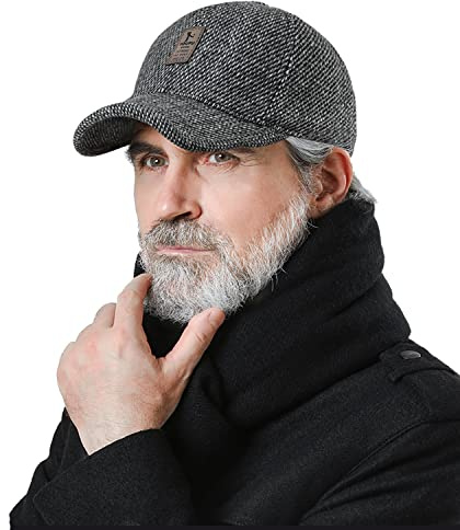 CLAPE Casquette avec Oreillettes Casquette de Baseball d'hiver en Laine Polaire Doublée Baseball Cap with Ear Flaps Casquette de Sport Réglable