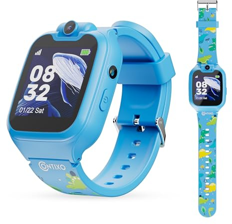 Contixo KW01 Smart Watches for Kids, Blue 1.54 HD Touch Screen Educational Smartwatch Toy with Games Camera Video Recorder Calculator Flashlight Music Player Gift for 3-12 Years Old Boys Girls