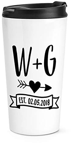 Gift Base Tazza da viaggio personalizzata con iniziali freccia Est Date