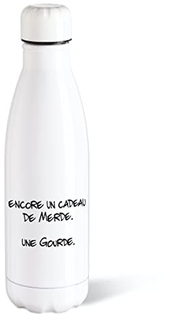 Bouteille d’eau Isotherme 500ml Acier Gourde Réutilisable Ecologique Maintien Chaud/Froid 12h. Idée Cadeau Original Humour Homme Femme Ami Sport Voyage Bureau Anniversaire Noël