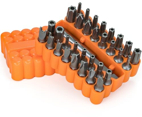 Mutt Tools - Juego de brocas de seguridad de 33 piezas, incluye Torx de seguridad, hexagonal métrico y SAE, torq, juego de brocas de llave inglesa y triwing, Torx y hexagonal a prueba de