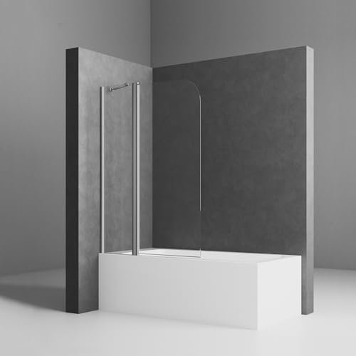 Duschwand für Badewanne 90x140cm 2-teilig Badewannenaufsatz Pendeltür Duschabtrennung Badewannenwand 6 mm ESG Glas