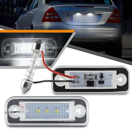 OZ-LAMPE LED Kennzeichenbeleuchtung für E-CLASS W211 C-CLASS W203 CLS-CLASS C219 SLK-CLASS R171, Kennzeichen mit CAN-Bus, 18 * 2835 SMD Nummernschildbeleuchtung LED, 2 Stücke