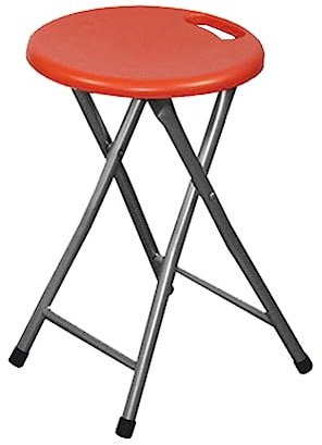 PraTiKo Life Sgabello Pieghevole Struttura in Metallo per Cucina, Bagno, Sala da Pranzo, Campeggio, Sgabello Salvaspazio Slim (Rosso)