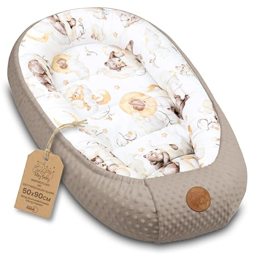 Nestchen Baby - Babynestchen Neugeborene Minky Babynest für Kinderbett Vielseitiges tragbar Nest kuschelnest zubehör für babybett warm Winter coccon Schlummer Bär Khaki