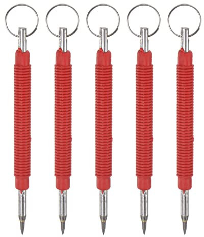 sourcing map 5Stk Wolfram Karbid Spitze Reißnadel mit Ring Legierung Radierung Gravur Stift Kupferstecher Ritz Geräte für Metall Glas Holz Marmor Rot