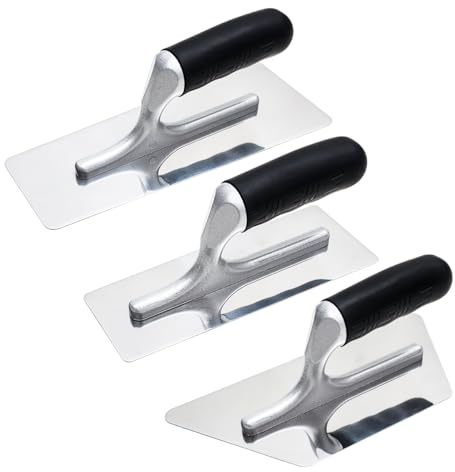 Venetian Plaster Finishing Trowel Set 3 PC Polished Stainless Steel with Rubber Handle Paint Plastering Tools