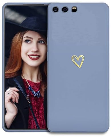 POUHYE Handyhülle für Huawei P10 Hülle, Soft Silikon Case mit Herz, Kameraschutz und Bildschirmschutz, Ultra Dünn Stoßfest Anti-Rutsch Schutzhülle für Huawei P10 Hellblau