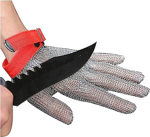 TIST Anti-cut Gloves 304 Stainless Steel Garden Cut Resistant Gloves, Safety Work Gloves For Kitchen Cooking And Outdoor Fish Machinery Construction (Color : 5pcs, Size : M)