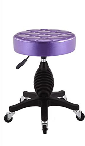 UsmAsk Rollhocker mit Rollen, Verstellbarer Bürostuhl, runder Rollhocker aus PU-Leder, 360° drehbarer Salonhocker, Büro-Schreibtischhocker, runder Ladenhocker, rosa (lila Einheitsgröße)