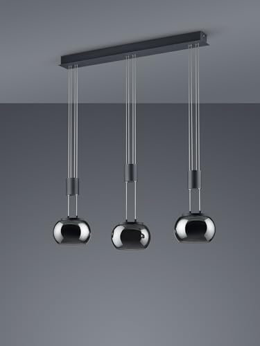 lightling Harrison LED Pendelleuchte, 3-flammig, Switch Dimmer, Breite: 82 cm, Höhe: 95-150 cm, Schwarz matt, 8 Watt