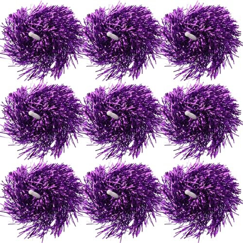INOOMP 16 Stück Cheer Pom Poms Cheerleading Lila Cheerleader Handblumen Jubel Pompons Gymnastik Tanz Performance Requisite Cheering Squad Supplies Lila