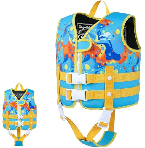 Gogokids Schwimmweste für Kleinkinder für 1–5 Jahre 15-30kg, Kinder Schwimmjacke mit Doppelt Verstellbarer Strapze, Schwimmhilfe für Baby, Mädchen Jung verstellbare Pool-Weste für Pool & Strand