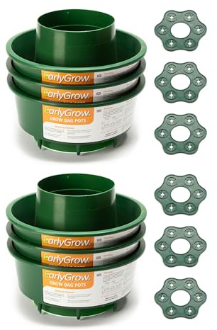 EarlyGrow Tomato Vegetable Grow Bag Watering Pot Halo Wigwam 6-Pack Support | With wigwam cane grip to support climbing plants.