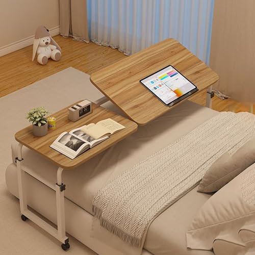 Rolltisch for Das Bett, Über Dem Bett, Tisch Mit Höhenverstellbaren Rädern, Winkelverstellbare Tischplatte, Mobiler Stehender Laptop-Tisch Über Dem Bett, for Krankenhaus Und Zuhause (Color : Dark woo