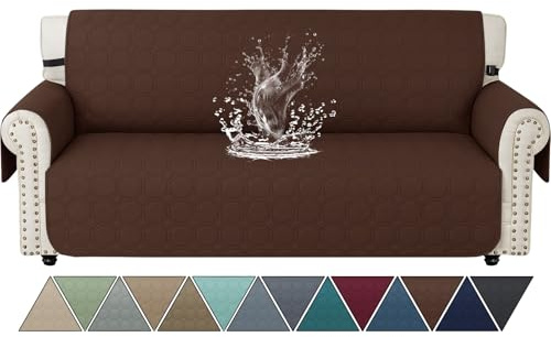 Ystyle Sofa Überzug 3 Sitzer Mit Armlehnen, Sofabezug Wasserdicht, Wohnzimmer Antirutsch Sofaschoner, Kratzfester Couch Überzug Für Haustiere, Katzen, Hunde, Spielende Kinder, Kaffee