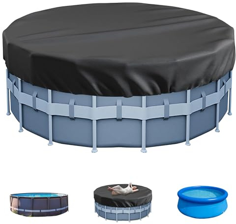 Housse Ronde d'hiver pour Piscine Hors Sol, 5,5 m, idéale pour Piscine Hors Sol, Couverture de Jacuzzi, Couverture de Piscine, imperméable et résistante à la poussière (Noir)
