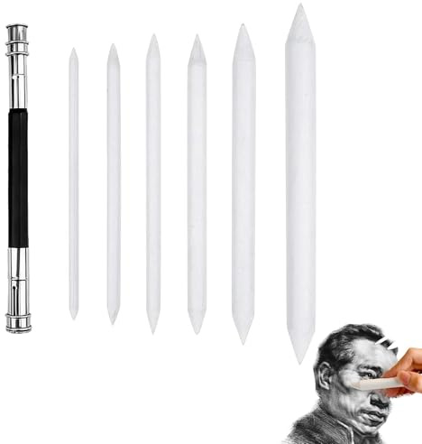 DHWEKU 6 Pièces Estompeur Dessin, Stylos Mélangeurs, Estompe en Papier Dessin, Estompe en Papier Dessin, Stylos Mélangeurs, avec 1pc Réglable Rallonges de Crayon, pour Artistes Étudiants