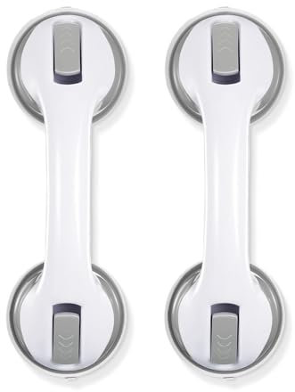 Lot de 2 poignées d'appui pour personnes âgées, poignée d'appui de douche sans perçage, poignée d'appui WC handicapée, poignée de baignoire à ventouse pour personnes âgées, aide au lever