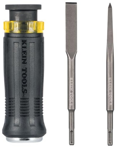 Klein Tools 32753SD SDS Demolition Screwdriver, Flat Chisel and Bull Point Tips, Use with Rotary Hammer Drills and Handheld Pry Bars, 3-Piece