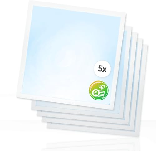Xtend EcoLight 5x LED Panel 62x62cm 6000K Tageslichtweiß 25W Rasterleuchte 3500lm flimmerfrei Rasterleuchte Deckenleuchte Netzteil BLe2.0