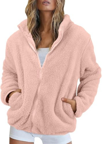YCBMINGCAN Warehouse Deals Angebote Fleecejacke Hoodie Damen Kapuzenpullover Teddy-Fleece Warm Wintermantel Damen Langarmjacke Fleecemantel Fuzzy Winter Stilvoller Reißverschluss Plüschjacke