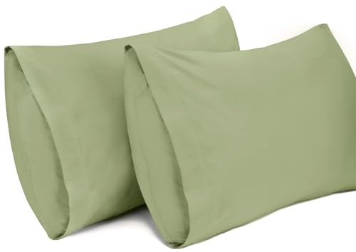 Lirex 2 Paquetes Fundas de Almohada, 100% Algodón Transpirable Cubiertas para Almohada (40 x 70 cm, Verde)