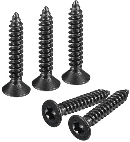 sourcing map #8 x 1-inch Flat Head Torx/Star Wood Screws, 50 Pcs 304 Stainless Steel, Full Threaded, Black Coated, Self-Tapping Screws Fit T20 Bit for Wood, Plastic and Soft Metal