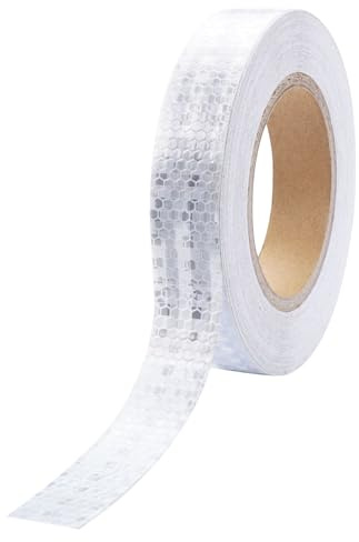 TESSTSY Reflektierendes Klebeband 23m x 2.5cm Reflektierendes Warnband Weiß | Wasserdicht Reflektorband Selbstklebend, Reflektierendes Sicherheits Warnband, für Fahrrad, Fahrzeuge, Autos