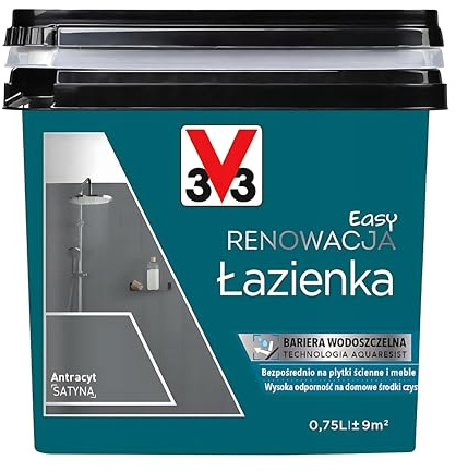 V33 Fliesenfarbe Badezimmer 750 ml – Anthrazit – Ohne Grundierung – Wasser- & Reinigungsmittelbeständig – Renovierung von Wandfliesen – hohe Deckkraft, strapazierfähig