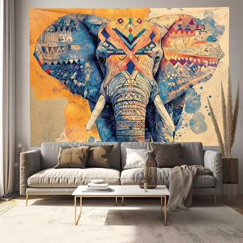 ALTCIRNMD Wandteppich Ethnischer Elefant 130X150Cm Wall Tapestry Art Print Stoff Wandtuch, Böhmisches Tier Wandbehang Tapisserie Für Wohnzimmer Schlafzimmer Wanddeko Wandposter Auch Als Picknickdecke