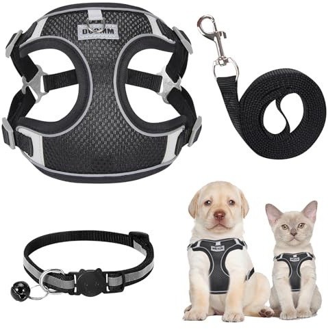 Makloee Breathable Dog Harness, Small Dog Harness, Step-in Cat Harness, Anti Pull, Reflective, Training Walking Set, S