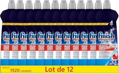 Finish Liquide de Rinçage Brillance et Séchage- Produit Lave-Vaisselle - Jusqu'à 160 lavages - lot de 12 x 800 ml