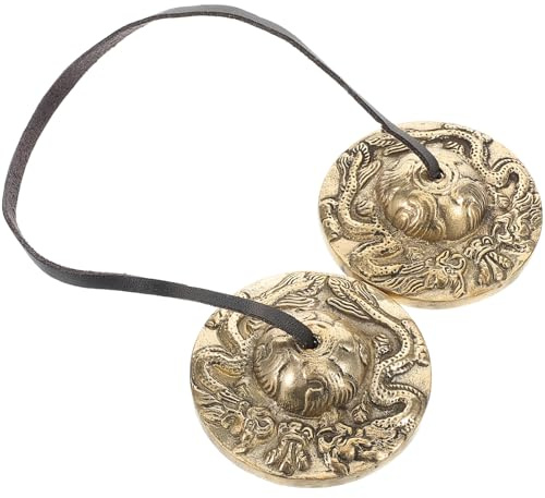 Kisangel Campanas Función Curativa de Platillos Tingsha de Cobre Dorado y Decoración Feng Shui para Meditación y Yoga para Actuaciones Musicales