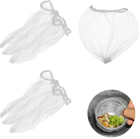 sourcing map 50Pcs Kitchen Sink Strainer Mesh Bags, 5.9 Polyester Disposable Anti-Clogging Strainer Filter Bags for Collecting Kitchen Food Waste Leftover Garbage, White