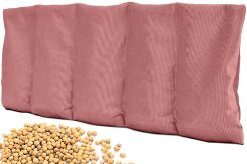 Amilian Cuscino con noccioli di ciliegia, 55 x 20 cm, cuscino termico e freddo con 100% noccioli di ciliegia, cuscino per forno a microonde, ideale per collo, spalle, schiena e addome, luccichio del