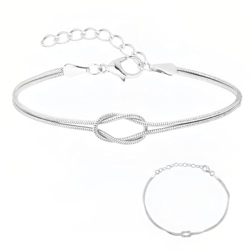 JYNXOR 2 Pcs Pulsera Mujer Plata, Pulseras Pareja, Pulseras Amistad Mujer, Pulsera De Plata Con Cierre Para Mujer Hombre,Ajustables Pulseras De Bricolaje Pulsera De Cadena De Serpiente Joyería Regalos