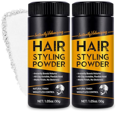 Hair Styling Powder, Haarstyling-Puder, 2er-Pack Haartextur-Puder für Männer, verleiht Volumen und Textur, flexibler Halt, langanhaltend, mattes Finish, klebt nicht, 2 x 30g
