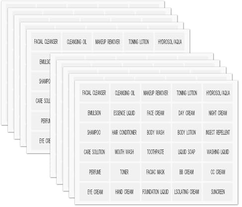 300Pcs Waterproof Labels for Travel Size Bottles, Clear Labels for Cosmetic Jars, Removable Bathroom Beauty Organization Label, Refillable Bottles Sticker for Lotion Cream Body Wash Shampoo