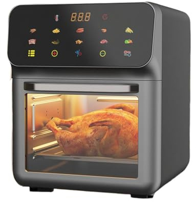 Grille-Pain Airfryer,Four Rotatif Air Fryer De Comptoir | Deshydrateur 2 Niveaux 15L Taille Familiale Avec Fenêtre De Visualisation Pour Rôtir Cuire Griller Steak Poulet Pizza