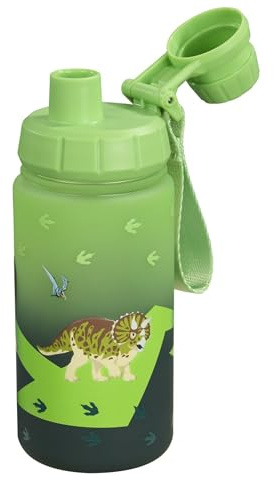 Step by Step Trinkflasche „Dino“, grün, BPA-frei, für Schule, Kindergarten, heiße und kohlensäurehaltige Getränke, für Jungen und Mädchen, 0,55 Liter