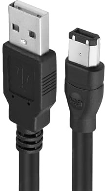 Firewire to USB Adapter Cable IEEE 1394 Male 6-Pin to USB 2.0 Male Converter Firewire 400 1394-a to USB A Connector Cord for Hard Disk Printer Scanner (6 Feet)