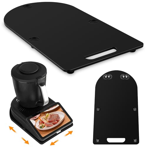 SelfTek Gleitbrett für Thermomix TM7 Zubehör - Gleitbrett Kompatibel mit Thermomix TM7, 360° Rollen Stahlkugeln und Stabil Aussparungen, Leicht Gleitendes Rollbrett Slider (Kunststoff, Schwarz)