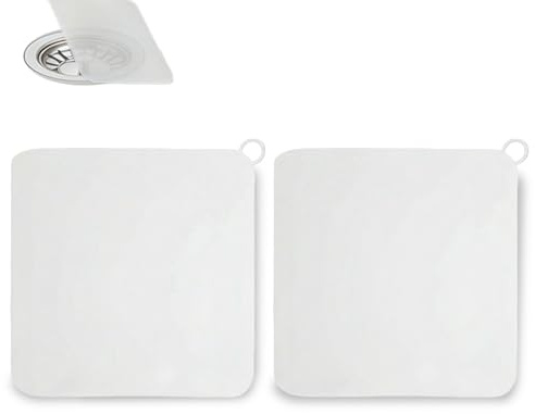Ztolbriy Duschablauf Abdeckung, Duschabfluss Deckel, Geruchsverschluss Dusche, 2 Stück 20×20cm Silikon Quadrat Abflussstopfen, Anti-Geruchs Bodenablaufmatte für Küche, Badezimmer, Toilette (Weiß)