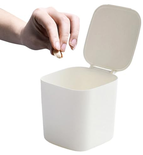 Generisch Mini cubo de basura de escritorio – Cubo de basura de mesa con tapa, cubo de basura para encimeras | Para el hogar, dormitorio, sala de estar, cocina, mostrador, mesa, apartamento, oficina